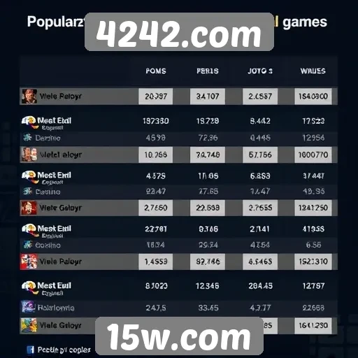 Análise da popularidade dos jogos no 4242.com